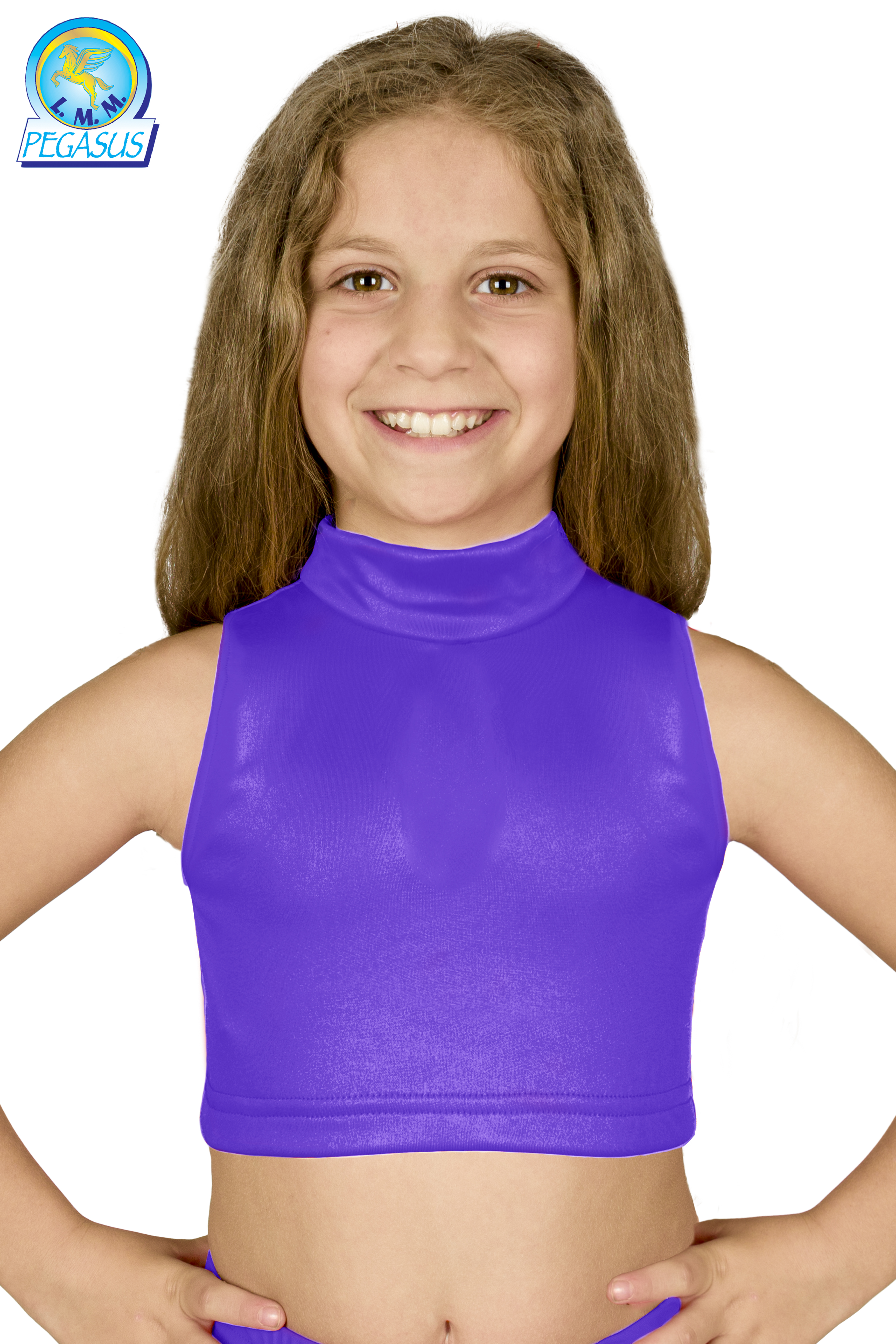 TOP LYCRA SCOLLO AMERICANO VIOLA DANZA BAMBINA